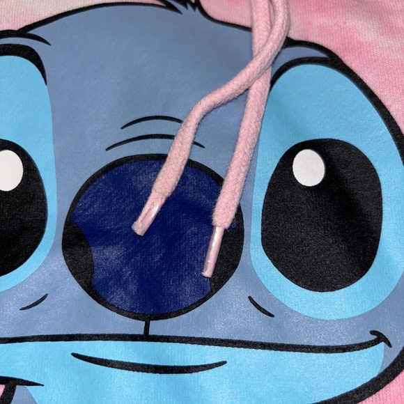 Disney Stitch Ohana Teen tie dye cotton candy colored Large cropped sweatshirt‎ - Picture 2 of 6